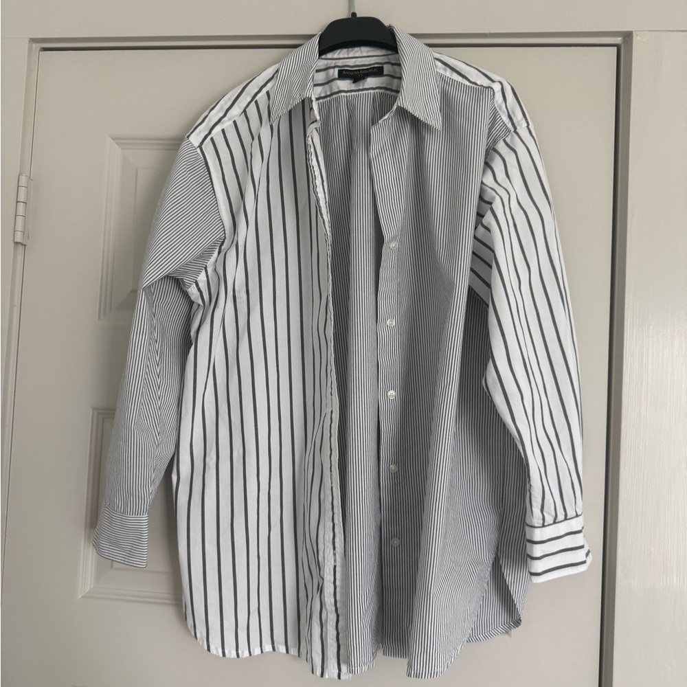 Banana Republic Black and White Striped Casual Shirt